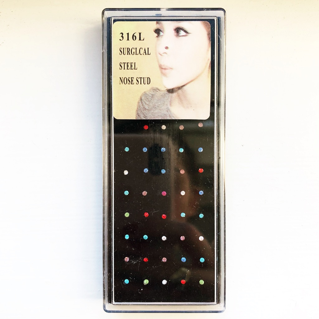 Set Of Colorful Rhinestone 316l Nose Studs